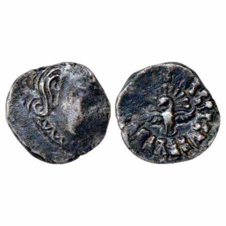 Gupta Empire, Kumara Gupta (415-450 AD), Silver Drachm of 'fan-tailed peacock' or 'Madhyad