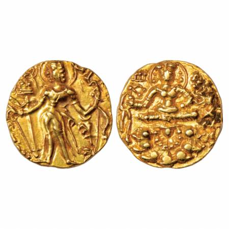 Gupta Empire, Skanda Gupta (450-470 AD), Gold Dinar of 'Archer' type, Altekar Var. B, 9.13