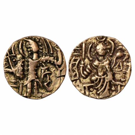 Kidarites, Base Gold Dinar with legend Kidara, Gobl 618, 7.62g. Obv: Crude representation 