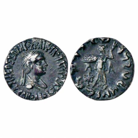 Indo-Greeks, Apollodotos II (80-60 BC), Silver Drachm, 2.29g. Mitch ACW2050-51. Obv: Diade