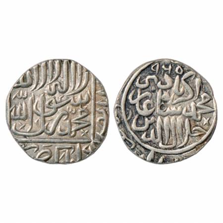 Akbar (1556-1605 AD), Silver Rupee, Hisar Firuza Mint, AH 965 on top of reverse, mint-name