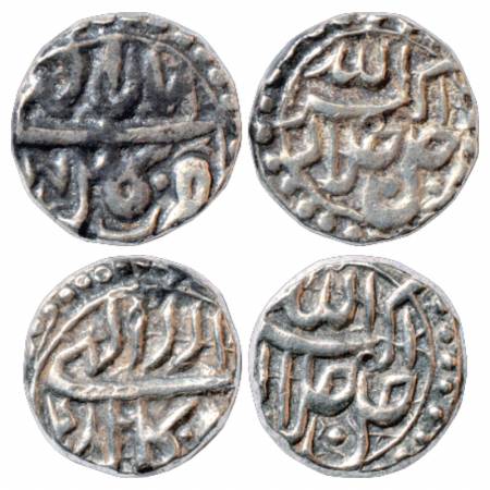 Akbar (1556-1605 AD), Silver ½ Rupee (2), Kabul Mint, Aban 47 and Azar 48, KM 66.2. (2 Coi