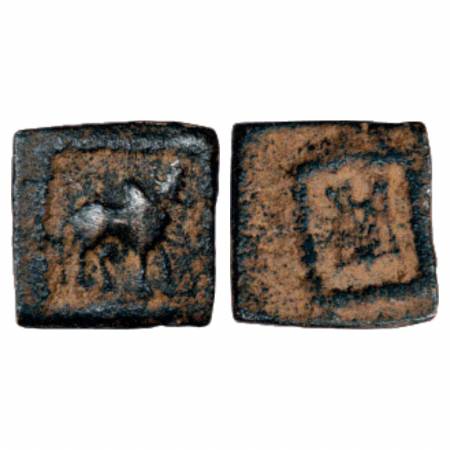 Indo-Greeks, Apollodotos II (80-60 BC), Uninscribed Bronze Unit, BN series 19, 1.16g. Obv: