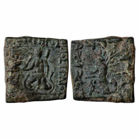 Indo-Greeks, Hippostratos (65-55 BC), Heavy Weight Copper Unit, BN Series 12, 20.47g. Obv: