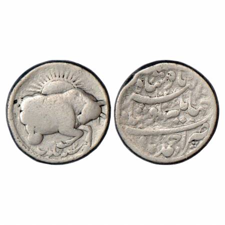 Jahangir (1605-1627 AD), Silver Zodiacal Rupee, 'Taurus' sign, Ahmadabad Mint, AH 1027/RY 