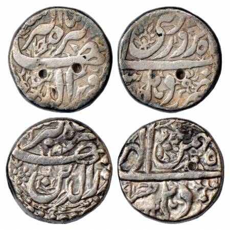 Jahangir (1605-1627 AD), Silver Rupee (2), Delhi Mint, Farwardin and Bahman 9, KM 145.6.(2