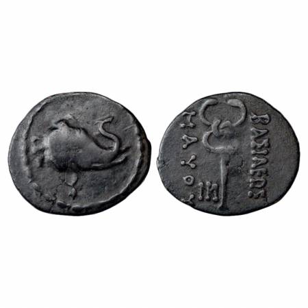 Indo-Scythians, Maues (90-60 BC), Copper Coin, ISCH 5.1, 9.41g. Obv: Head of elephant to r