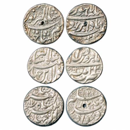Jahangir (1605-1627 AD), Silver Rupee (3), 1x Lahore Mint, AH x035/RY 21, 'Badabar' couple
