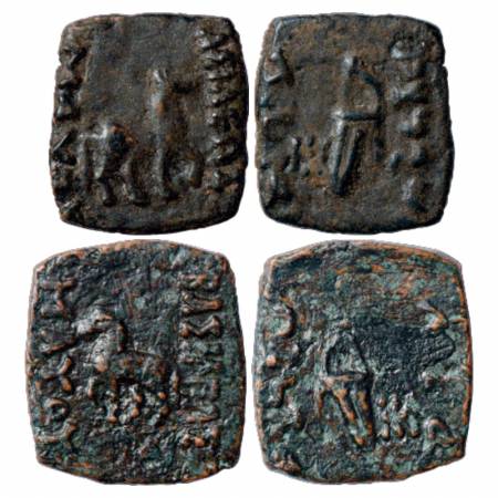 Indo-Scythians, Maues (90-60 BC), Copper Coin (2), (a) ISCH 6.1, 3.07g. Obv: Horse facing 