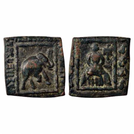 Indo-Scythians, Maues (90-60 BC), Copper Unit, ISCH 15.1, 9.57g. Obv: Elephant marching to