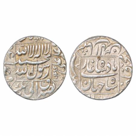 Shah Jahan (1628-1658 AD), Silver Rupee, Patna Mint in left quadrant, AH 1044/ RY 7, KM 23