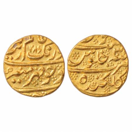 Aurangzeb (1658-1707 AD), Gold Mohur, 11.01g. Golkunda Mint, AH 1086/RY 30, KM 315.18. Ext