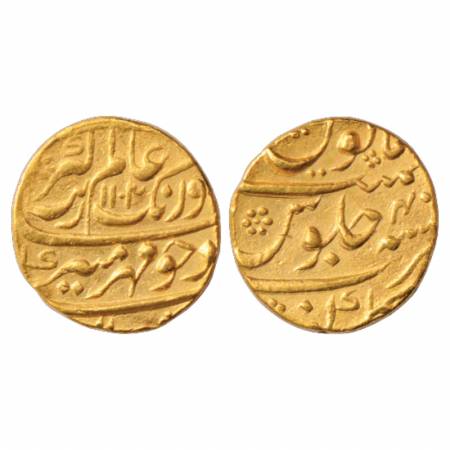 Aurangzeb (1658-1707 AD), Gold Mohur, 10.94g. Gulbarga Mint, AH 1103/RY 40, KM 315.19. Ver