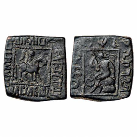Indo-Scythians, Spalirises with Spalagadames (80-60 BC), Copper Hemi-obol, MAC 2165-2166, 