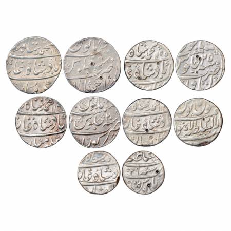 Muhammad Shah (1719-1748 AD), Silver Rupee (5), Ahmadabad Mint, AH 115x/RY 29, Itawa Mint,
