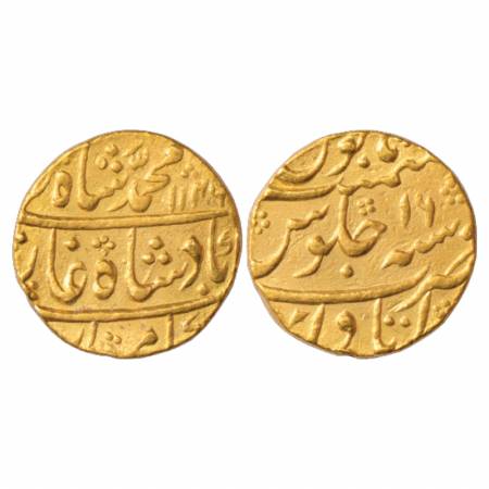 Muhammad Shah (1719-1748 AD), Gold Mohur, 10.87g. Itawa Mint, AH 1146/RY 16, KM 438.10. Ve