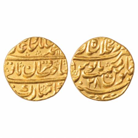 Muhammad Shah (1719-1748 AD), Gold Mohur, 10.83g. Dar ul-Khilafat Shahjahanabad Mint, AH 1