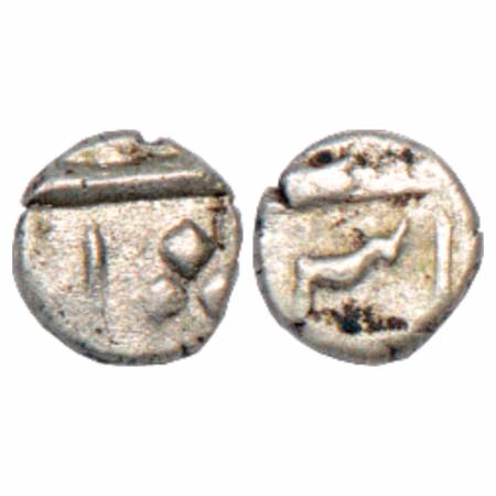 Maratha Confederacy, Silver 1/8th Rupee, Miraj Mint, in the name of Shah Alam II, unreport