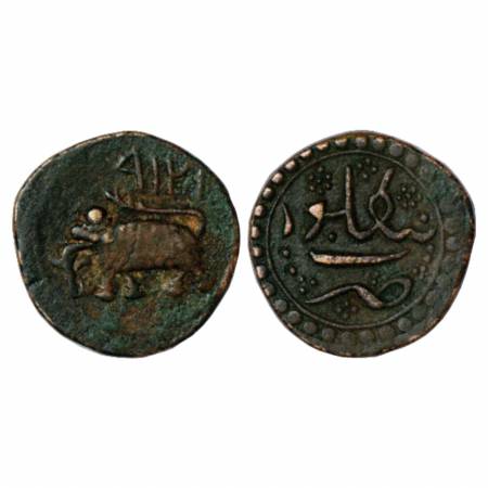 Mysore, Tipu Sultan (1782-1799 AD), Copper Paisa, Bengalur Mint, AM 1219, 11.17g. Obv: Ele