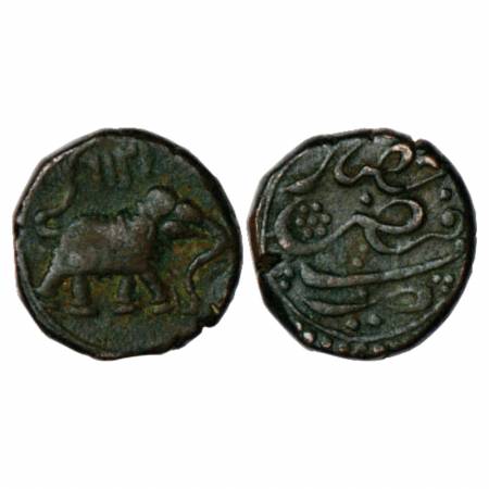 Mysore, Tipu Sultan (1782-1799 AD), Copper Paisa, Faiz Hisar Mint, AM 1216, 11.16g. Obv: E
