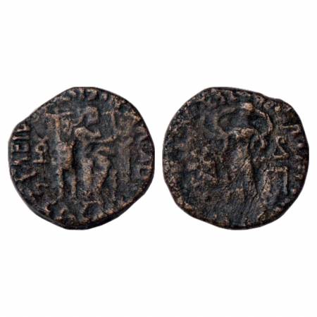 Indo-Parthians, Copper Coin of Sasan? (20-40 AD), ISCH 223.1T, 8.17g. Obv: Diademed king s