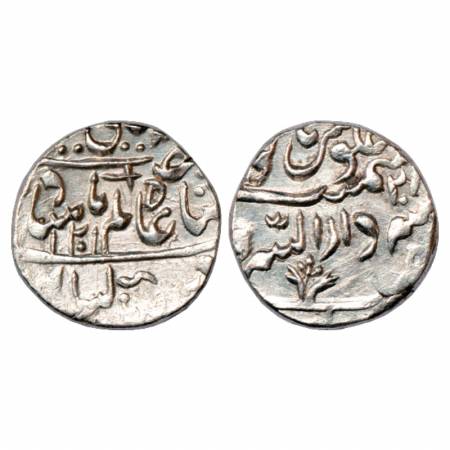 Gwalior, Mahadji Rao (1761-1794 AD), Silver Rupee, Burhanpur (off flan) Mint, in the name 