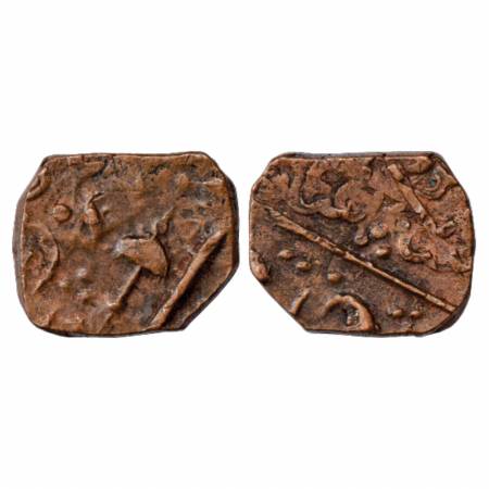 Lunawada, Dalel Singh (1851-1867 AD), Copper Square Paisa, 'Umbrella' mint mark. Very Fine