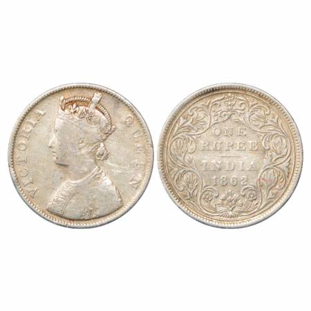 Victoria Queen, Silver Rupee, 1862, Bombay Mint, B/II/0/7, PR 88. Fine, Rare.