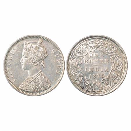 Victoria Queen, Silver Rupee, 1875, Bombay Mint, A2/II/dot, PR 146. Uncirculated, Scarce.