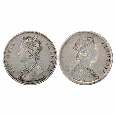 Victoria Empress, Silver Rupee, Lakhi (Brockage). Very Fine, Very Rare.