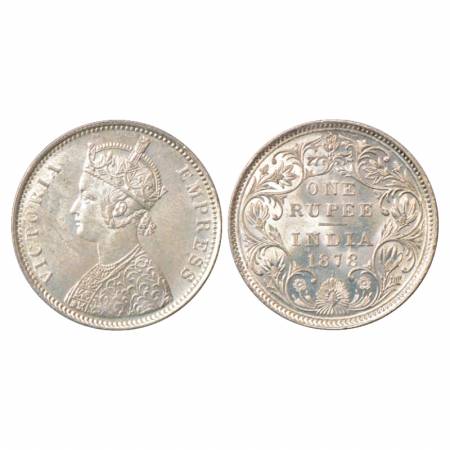 Victoria Empress, Silver Rupee, 1878, Bombay Mint, A3/II(ii)/dot, unlisted in PR. Uncircul