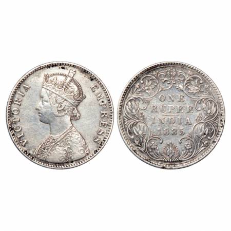 Victoria Empress, Silver Rupee, 1885, Bombay Mint, A3/IV/'B' incused, unlisted in PR. Very