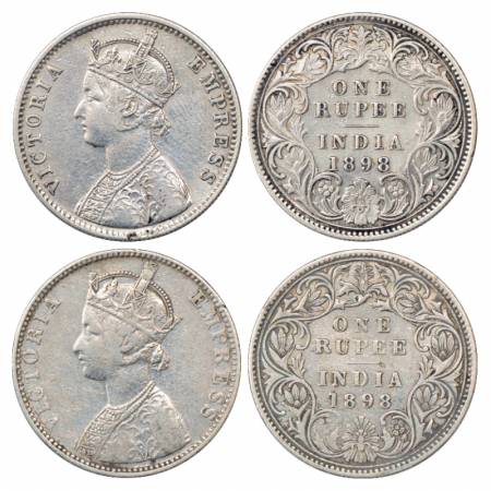 Victoria Empress, Silver Rupee (2), 1898, Calcutta Mint, C3/I/'C' incused, PR 137 and 1898