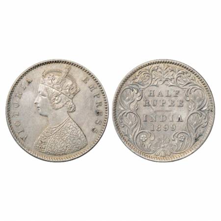 Victoria Empress, Silver ½ Rupee, 1899, Calcutta Mint, A/I/'C' incused, PR 282. Extremely 