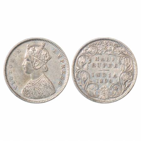 Victoria Empress, Silver ½ Rupee, 1899, Bombay Mint, A/I/'B' incused, inverted, PR 307. Ab