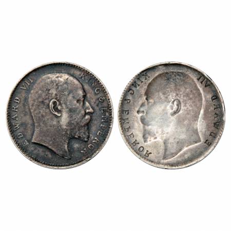 Edward VII, Silver Rupee, Lakhi (Brockage). Very Fine, Very Rare.
