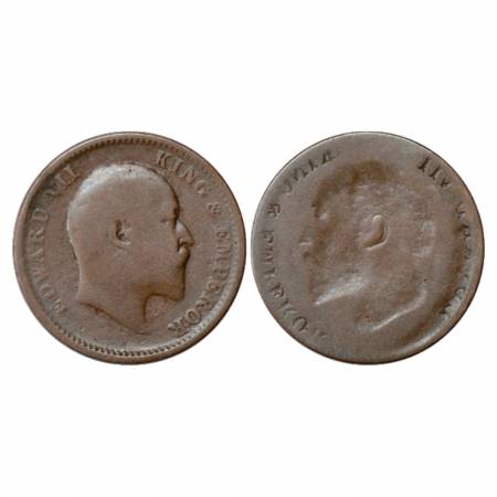 Edward VII, Copper ¼ Anna, Lakhi (Brockage). Very Fine, Very Rare.