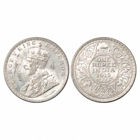 George V, Silver Rupee, 1915, Bombay Mint, PR 221. Uncirculated, Rare in this grade.