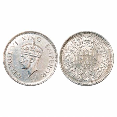 George VI, Silver Rupee, 1938, Bombay Mint, without dot, PR 233. Very Fine+, Very Scarce.