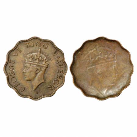 George VI, Nickel-Brass 1 Anna, Lakhi (Brockage), Head type II. Extremely Fine, Very Rare.