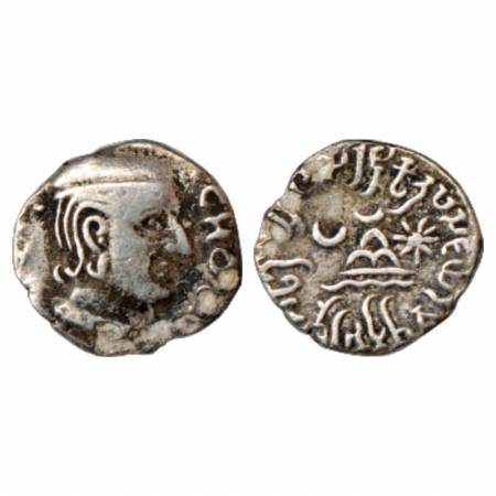 Western Kshatrapas, Rudradaman (130-160 AD), Silver Drachm, Jha & Rajgor 259, 1.69g. Obv: 