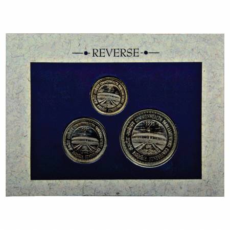 1991, 37th Commonwealth Parliamentary Conference, UNC set of 3 coins, 10 Rupees, 5 Rupees 
