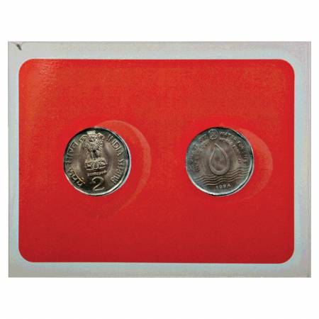 1994, Water for Life-World Food Day, Special Mint, UNC set of 2 coins, 2 Rupees (2 Coins),
