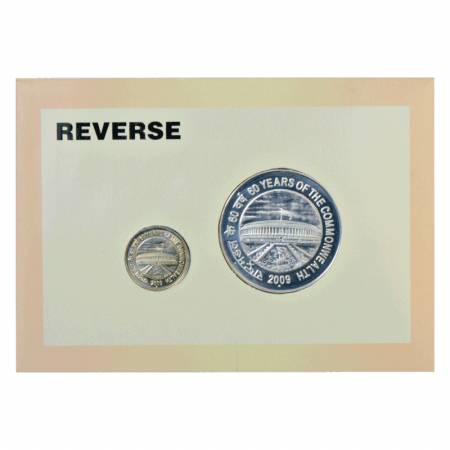2009, 60 Years of the Commonwealth, UNC set of 2 coins, 100 Rupees and 5 Rupees, Mumbai Mi