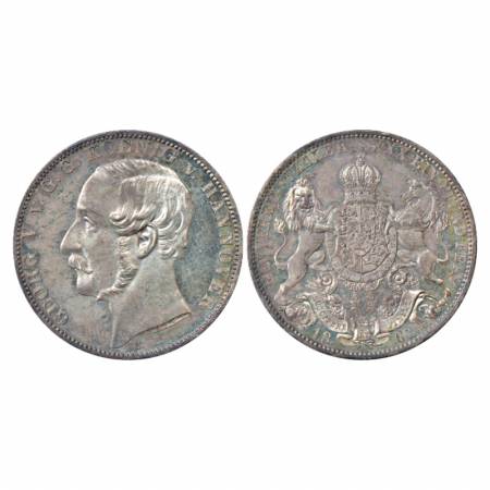 German State-Hannover, George V, Silver Thaler, 18.50g. 1863, 'B' mintmark. Obv: Portrait 