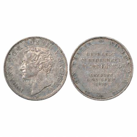 German State-Saxony-Albertine, Johann, Silver Thaler, 22.14g. 1855, 'F' mintmark. Sub: Vis