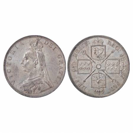 Great Britain, Victoria, Silver Double Florin, 22.61g. 1887 (Roman I). Obv: Portrait bust 