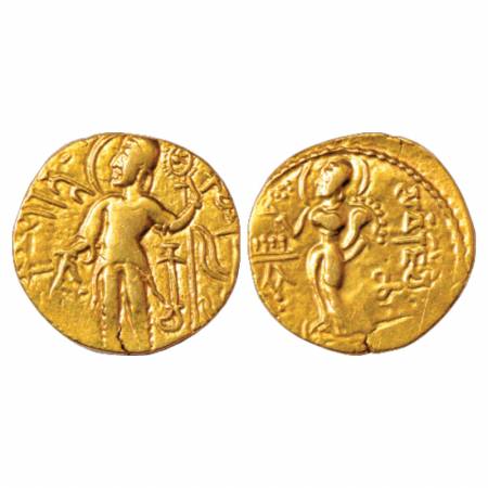 Gupta Empire, Samudra Gupta (350-375 AD), Gold Dinar of 'Kacha' type, Altekar Var. A, 7.29