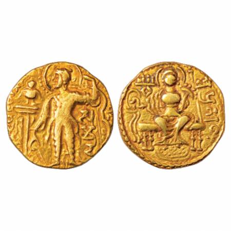 Gupta Empire, Samudra Gupta (350-375 AD), Gold Dinar of 'Archer' type, Altekar Class I Var