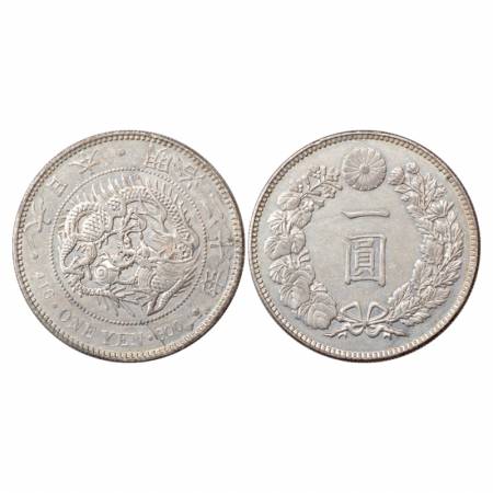 Japan, Mutsuhito, Silver Yen, 26.98g. Year 20 (1887). Obv: Dragon within beaded circle, le